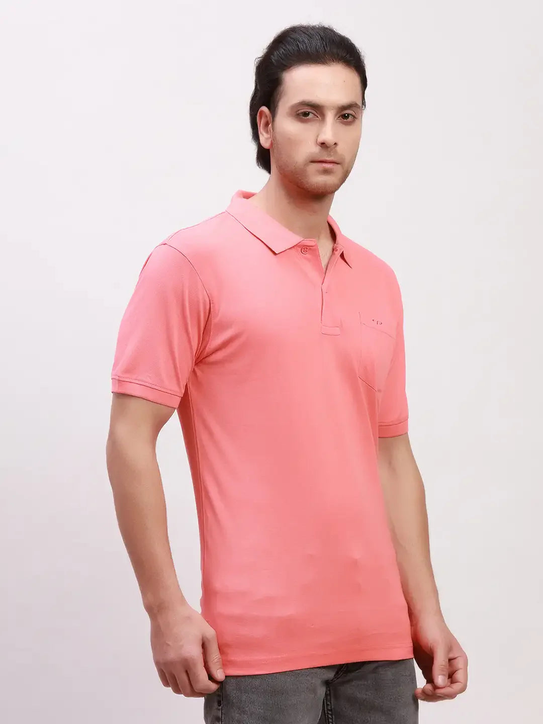Colorplus Men Orange Solid Tailored Fit Cotton T-Shirt