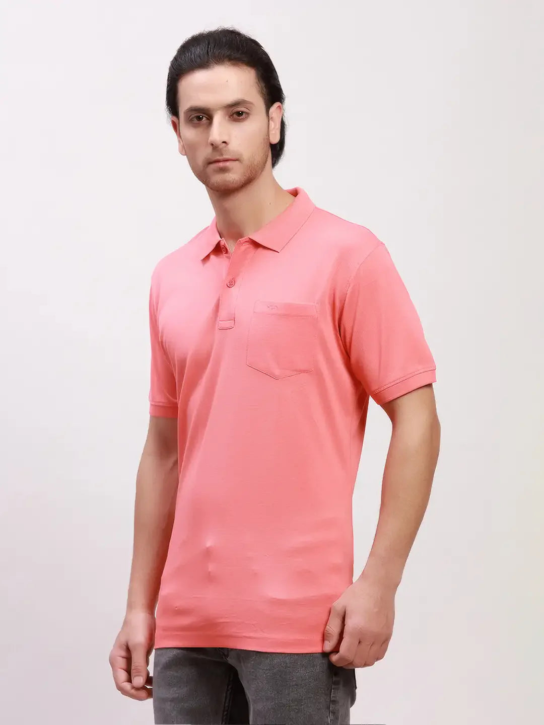 Colorplus Men Orange Solid Tailored Fit Cotton T-Shirt