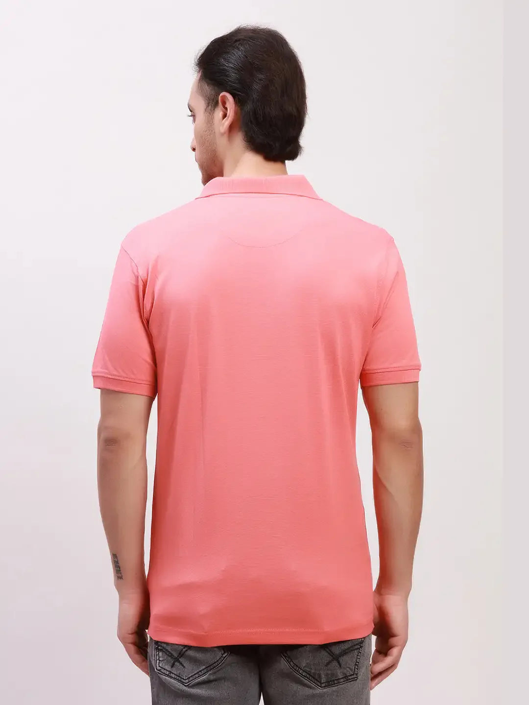 Colorplus Men Orange Solid Tailored Fit Cotton T-Shirt
