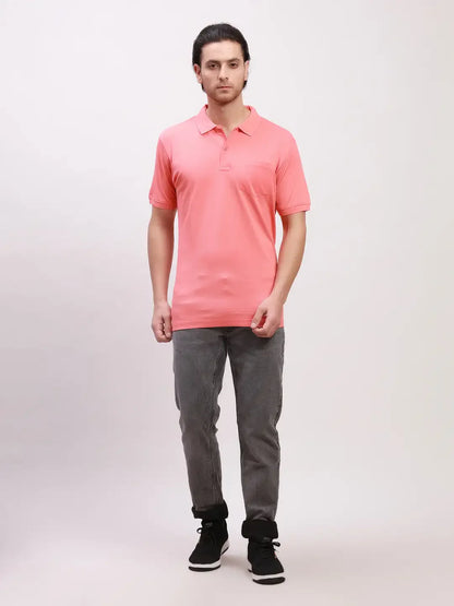 Colorplus Men Orange Solid Tailored Fit Cotton T-Shirt