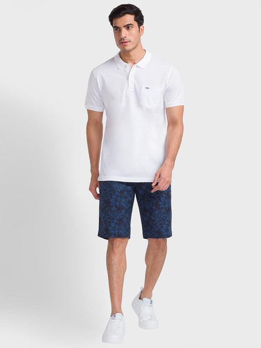 Colorplus Men White Solid Tailored Fit Cotton T-Shirt