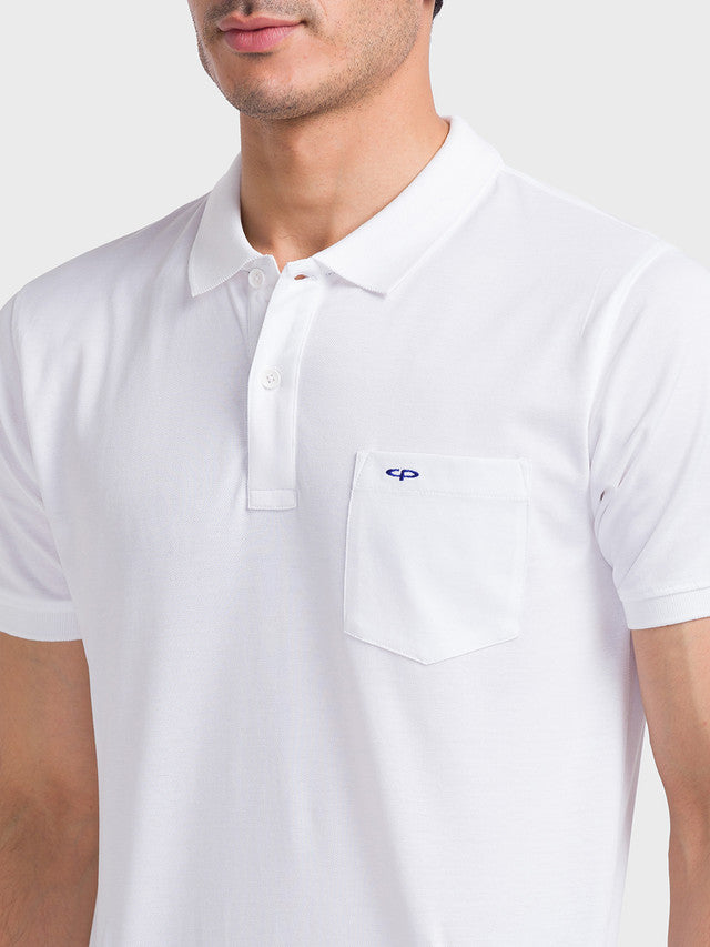 Colorplus Men White Solid Tailored Fit Cotton T-Shirt