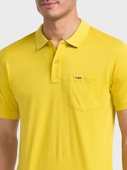 Men Yellow Tailored Fit Solid Cotton Half Sleeve T-Shirt