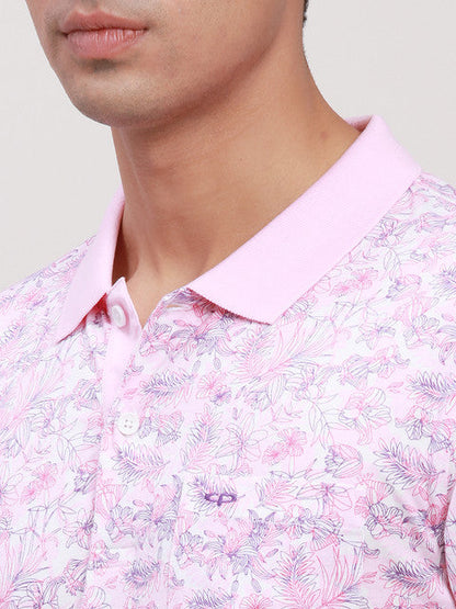ColorPlus Men Red Tailored Fit Printed Half Sleeve T-Shirt