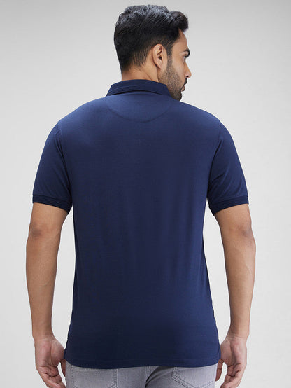 Colorplus Blue Solid Regular Fit Modal Blend T-Shirt