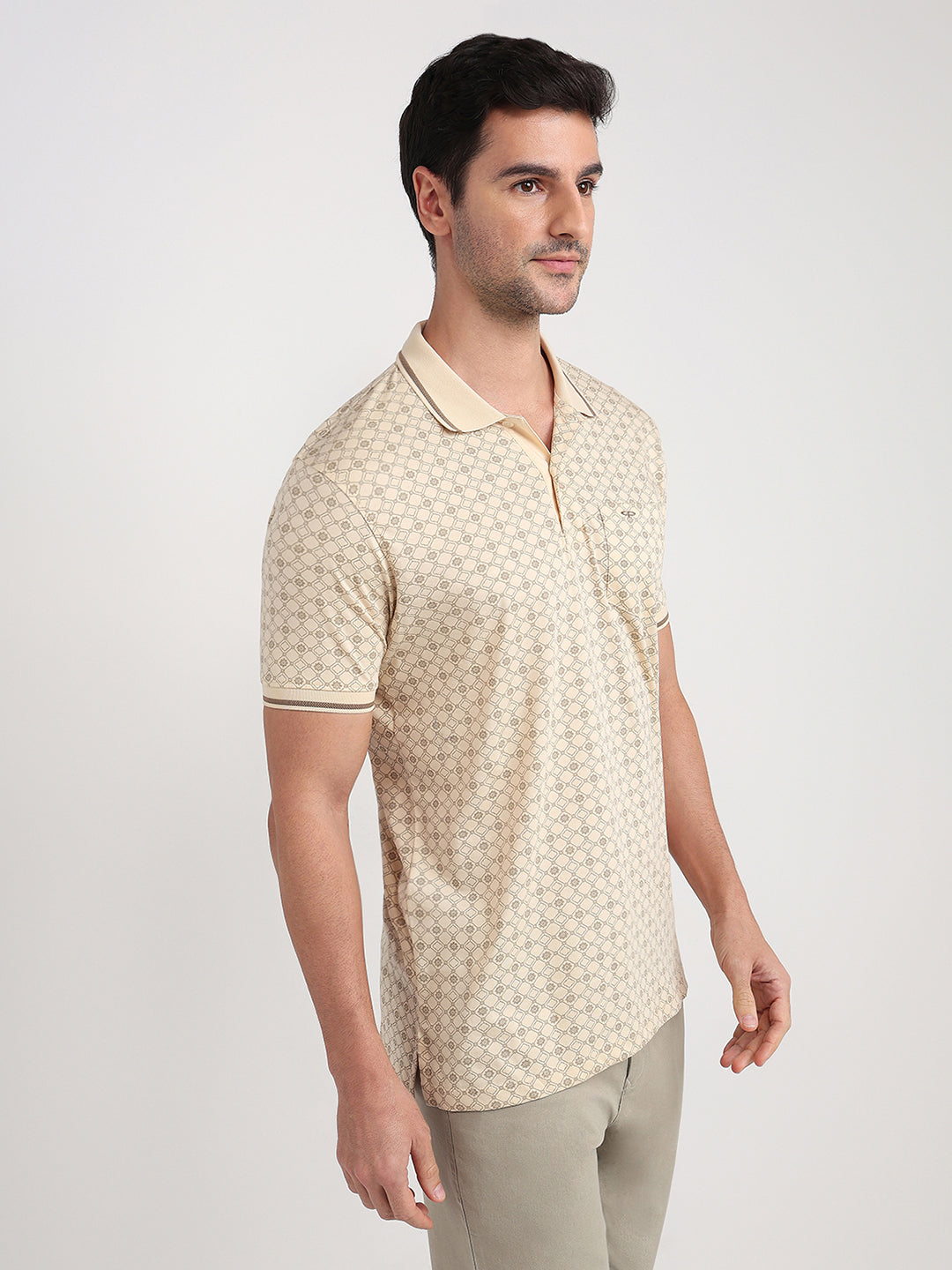 Colorplus Men Brown Printed Regular Fit Cotton Half Sleeve T-Shirt