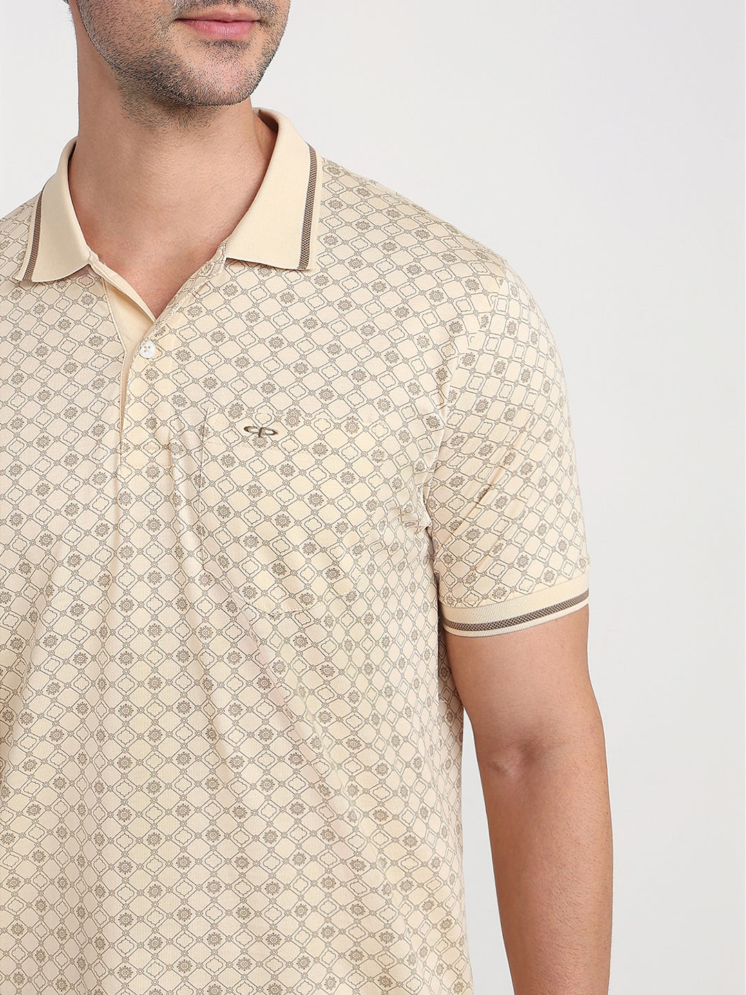 Colorplus Men Brown Printed Regular Fit Cotton Half Sleeve T-Shirt