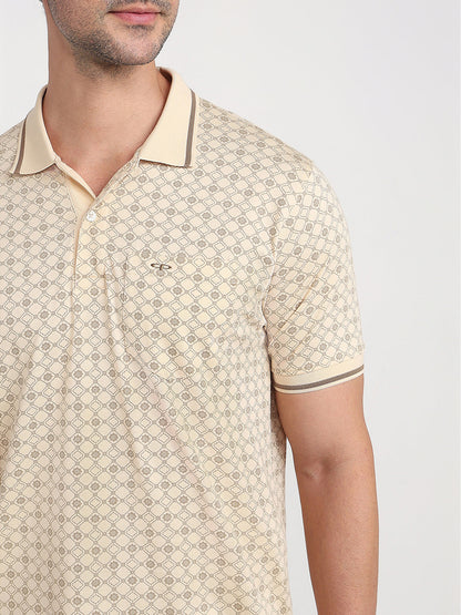 Colorplus Men Brown Printed Regular Fit Cotton Half Sleeve T-Shirt