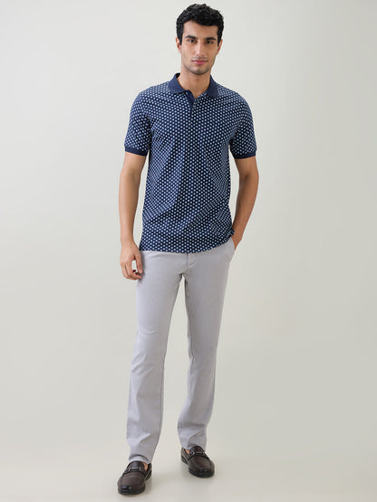 Colorplus Men Blue Printed Regular Fit Cotton Half Sleeve T-Shirt