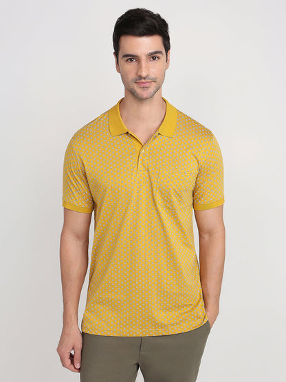 Colorplus Men Yellow Printed Regular Fit Cotton Half Sleeve T-Shirt