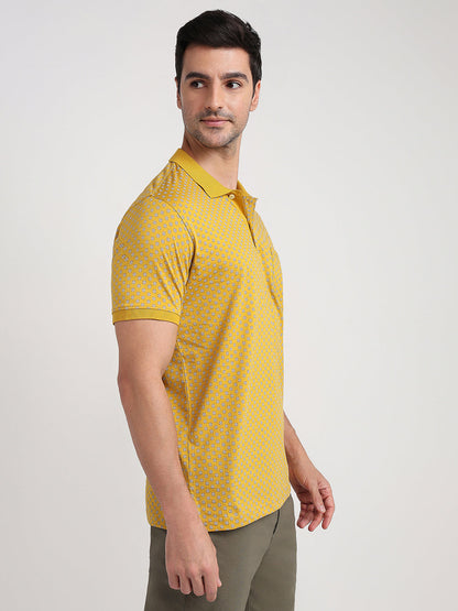 Colorplus Men Yellow Printed Regular Fit Cotton Half Sleeve T-Shirt