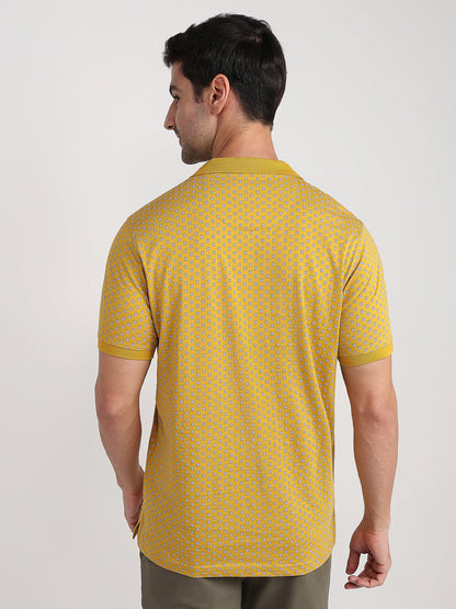 Colorplus Men Yellow Printed Regular Fit Cotton Half Sleeve T-Shirt