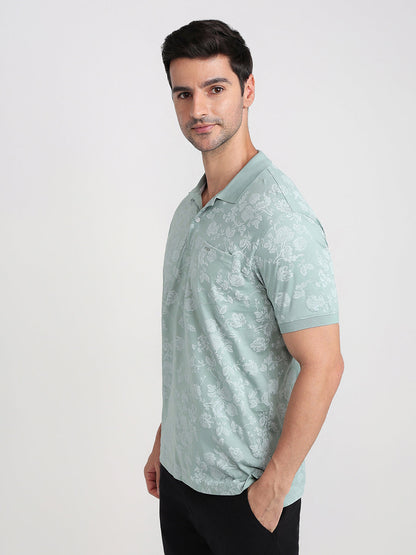 Colorplus Men Green Printed Regular Fit Cotton Half Sleeve T-Shirt