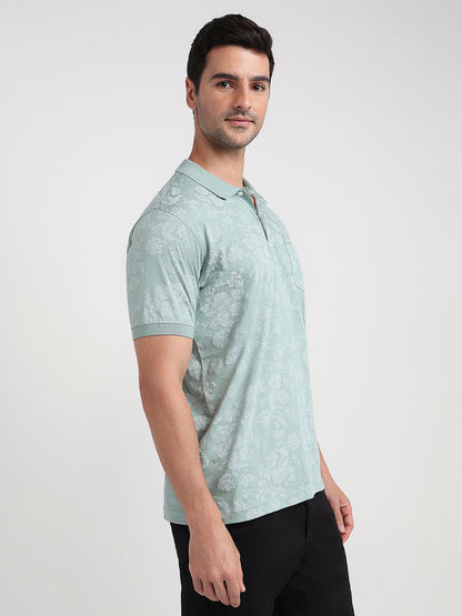 Colorplus Men Green Printed Regular Fit Cotton Half Sleeve T-Shirt