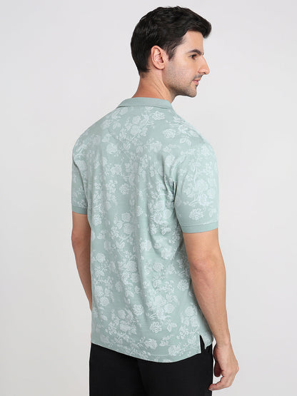 Colorplus Men Green Printed Regular Fit Cotton Half Sleeve T-Shirt
