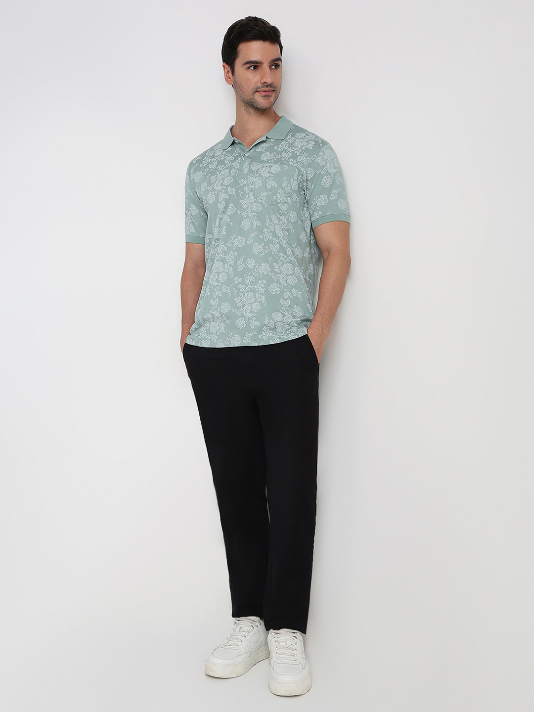 Colorplus Men Green Printed Regular Fit Cotton Half Sleeve T-Shirt