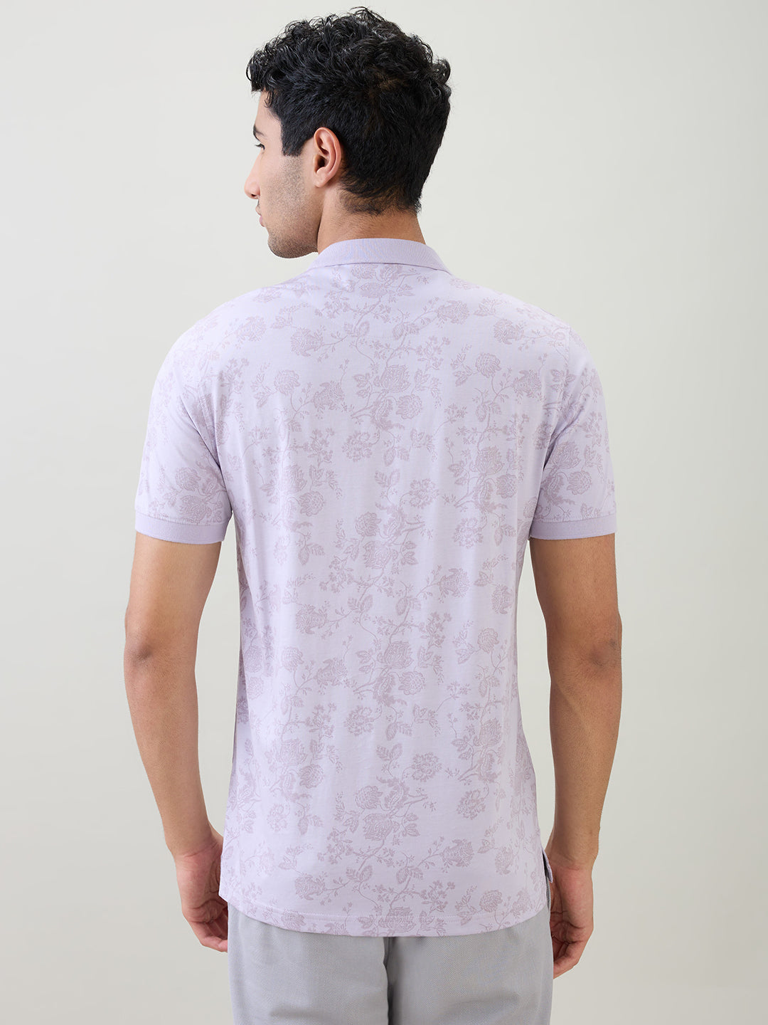 Colorplus Men Purple Printed Regular Fit Cotton Half Sleeve T-Shirt