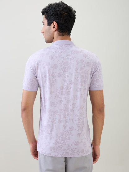 Colorplus Men Purple Printed Regular Fit Cotton Half Sleeve T-Shirt