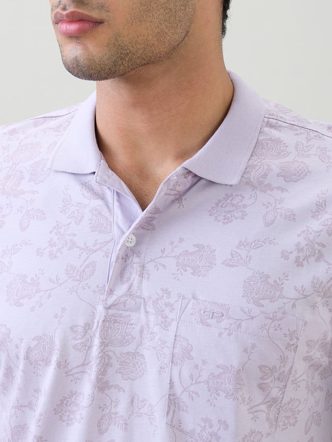 Colorplus Men Purple Printed Regular Fit Cotton Half Sleeve T-Shirt