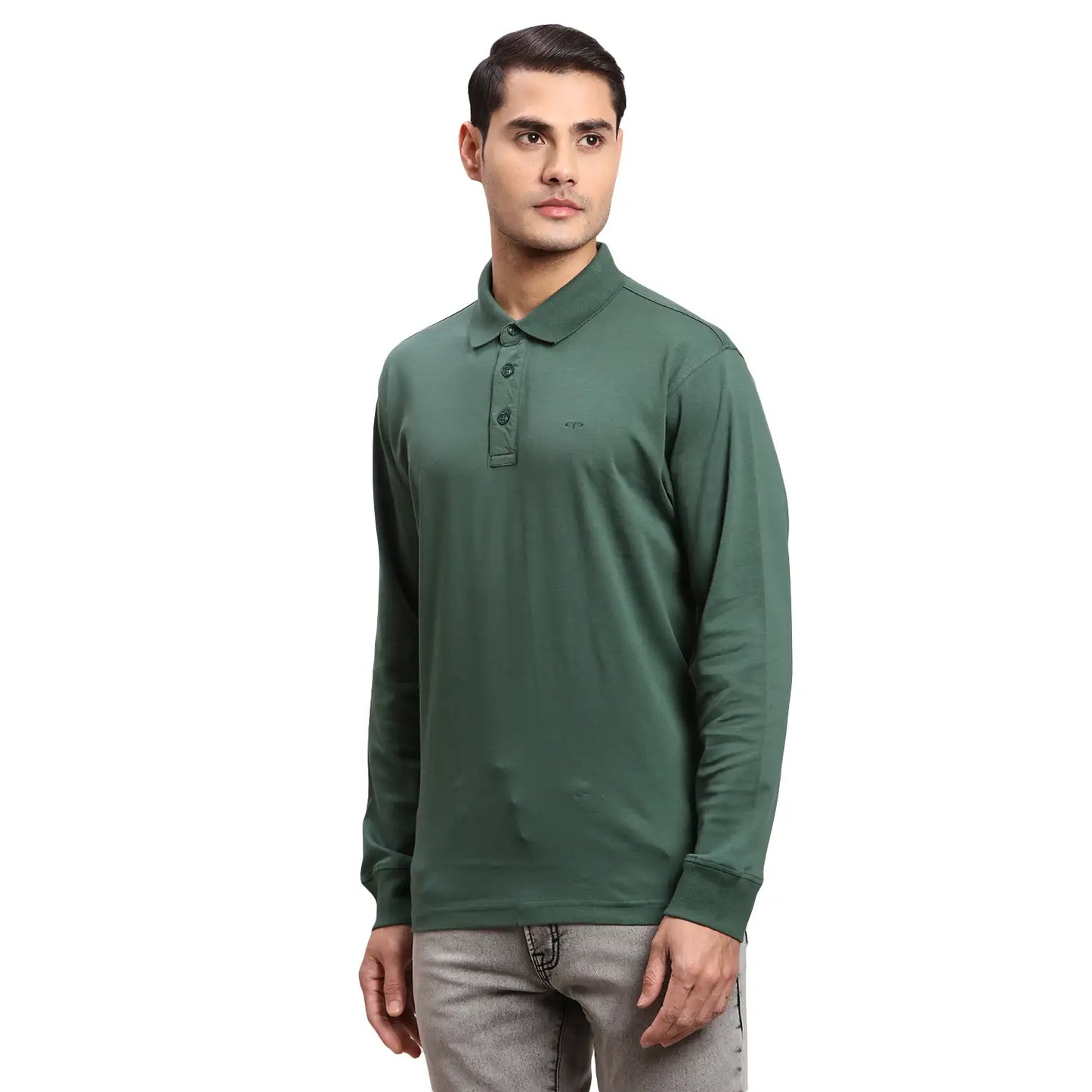 Colorplus Men Green Regular Fit Solid Cotton T-Shirt