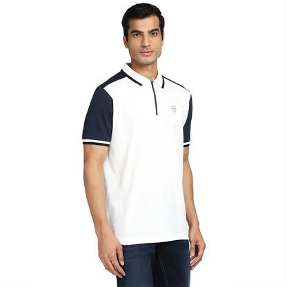 Men White Tailored Fit Solid Cotton Half Sleeve T-Shirt