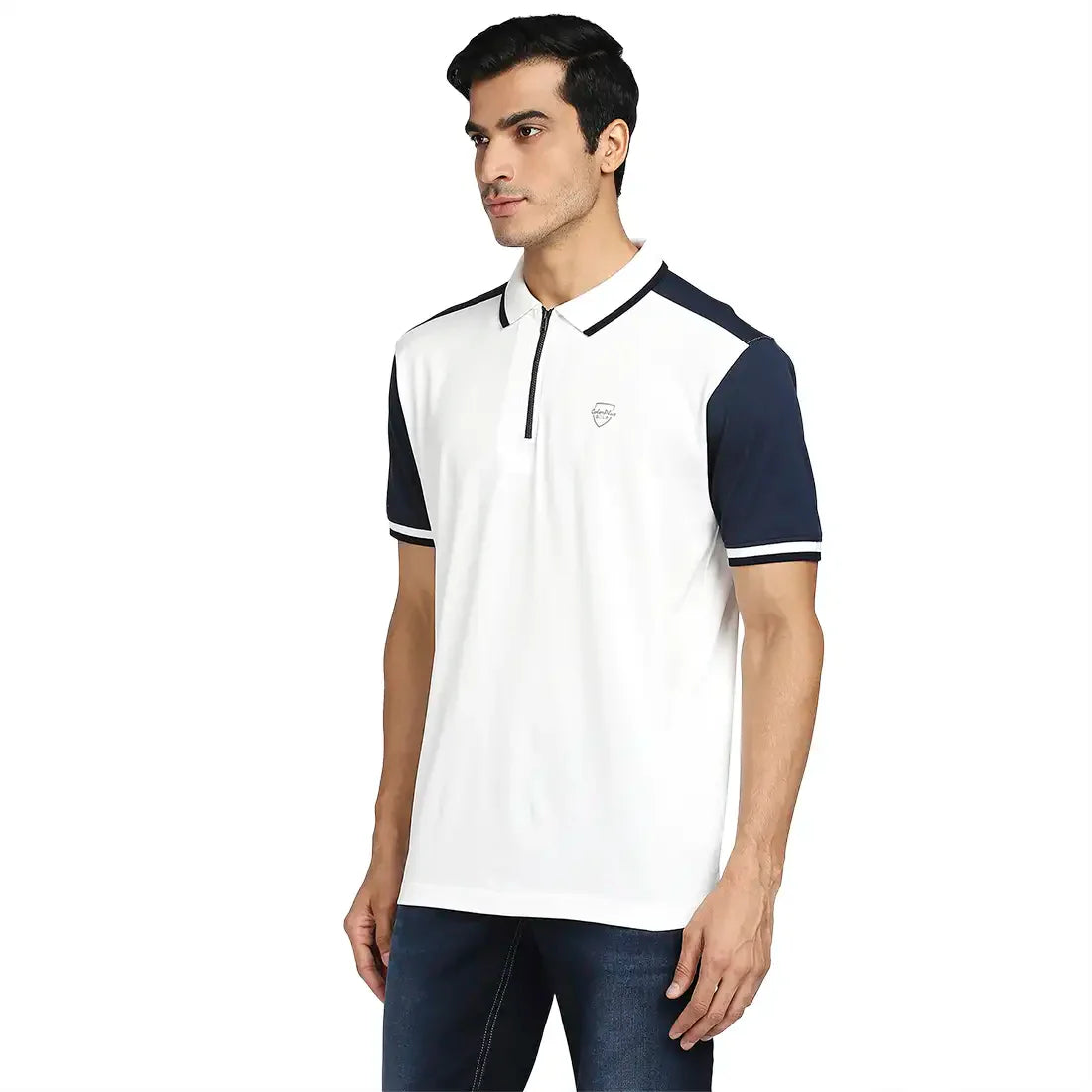 Men White Tailored Fit Solid Cotton Half Sleeve T-Shirt