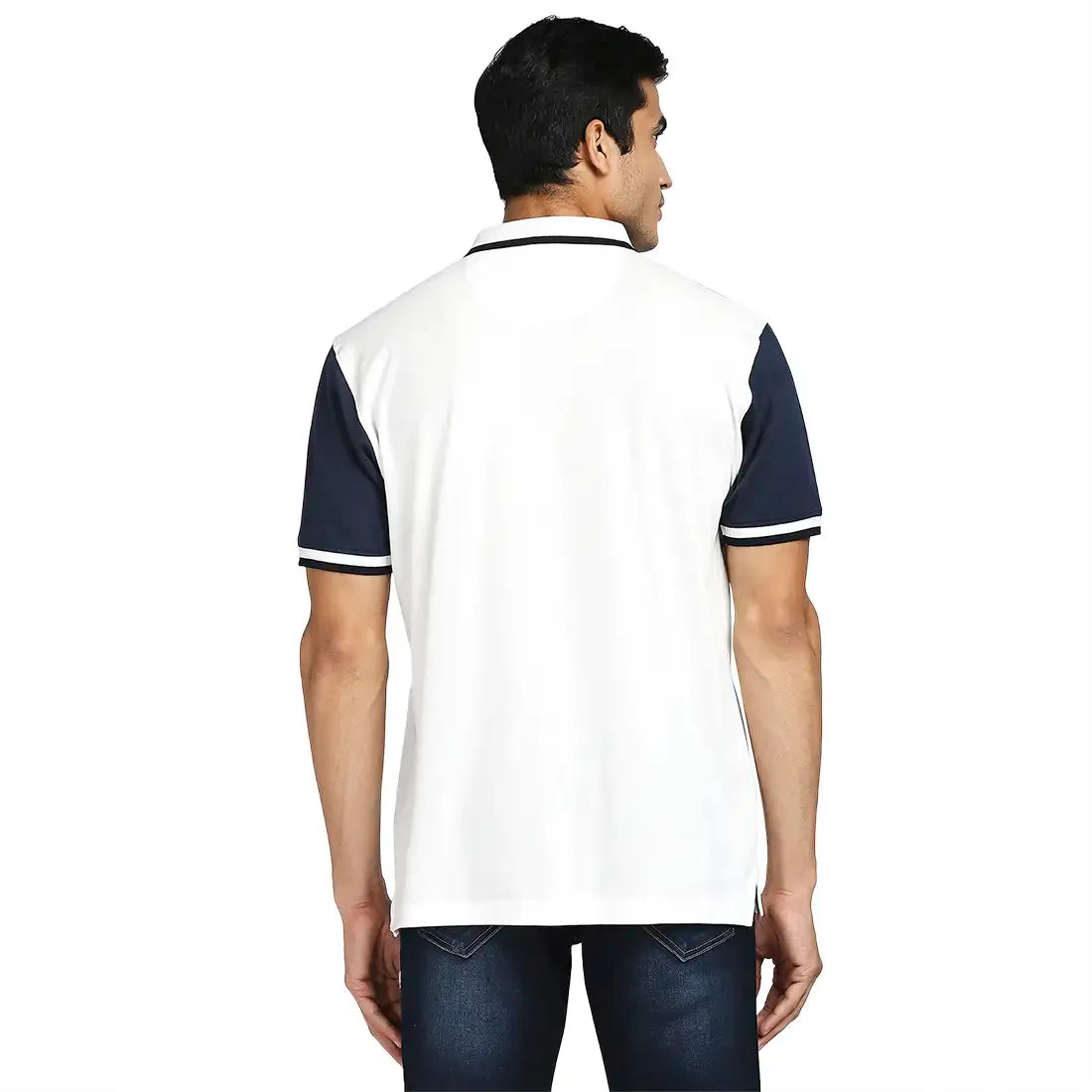 Men White Tailored Fit Solid Cotton Half Sleeve T-Shirt