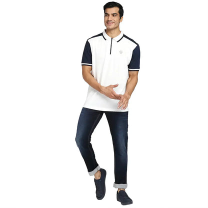 Men White Tailored Fit Solid Cotton Half Sleeve T-Shirt