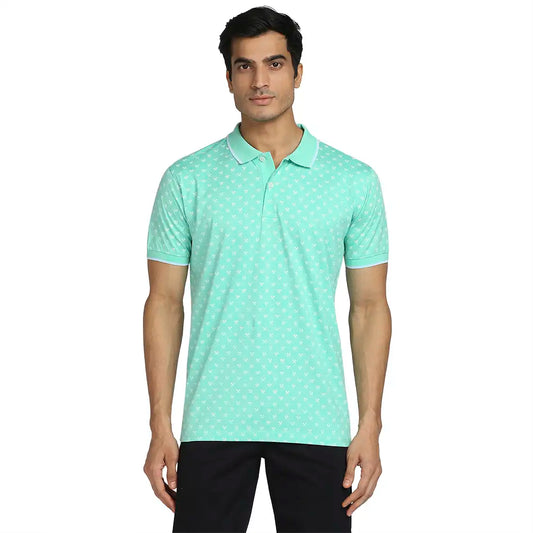Men Green Tailored Fit Print Cotton Half Sleeve T-Shirt