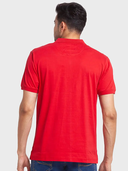 Men Red Tailored Fit Print Cotton Half Sleeve T-Shirt