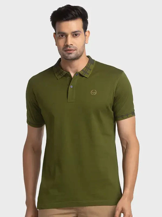 Men Green Regular Fit Solid Cotton Half Sleeve T-Shirt