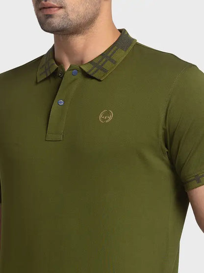 Men Green Regular Fit Solid Cotton Half Sleeve T-Shirt