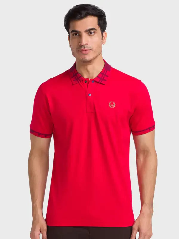 Men Red Regular Fit Solid Cotton Half Sleeve T-Shirt