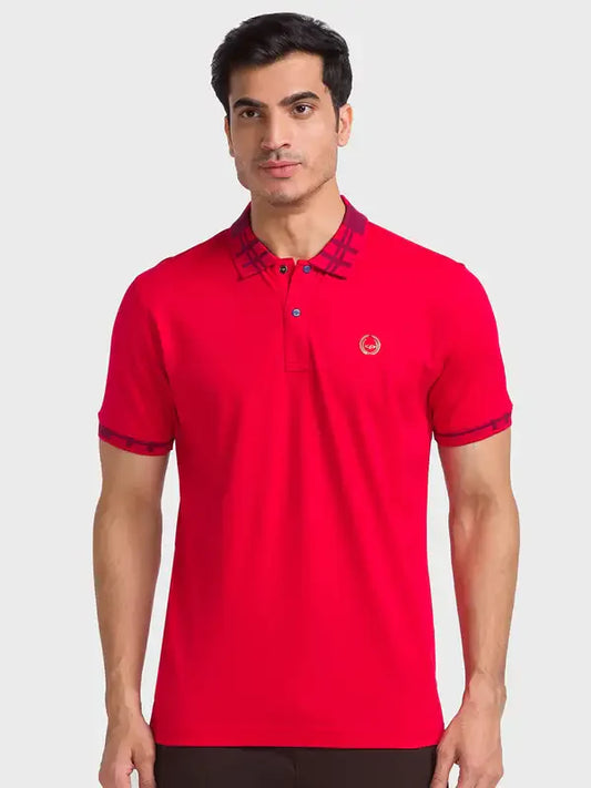 Men Red Regular Fit Solid Cotton Half Sleeve T-Shirt