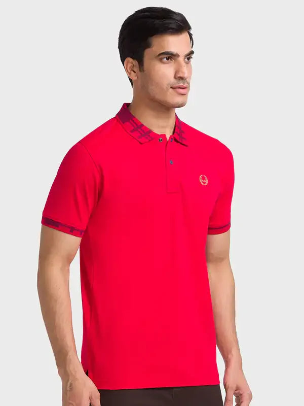 Men Red Regular Fit Solid Cotton Half Sleeve T-Shirt