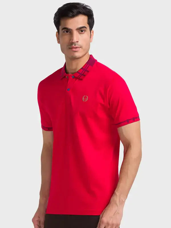 Men Red Regular Fit Solid Cotton Half Sleeve T-Shirt