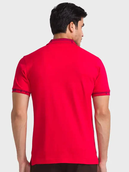 Men Red Regular Fit Solid Cotton Half Sleeve T-Shirt