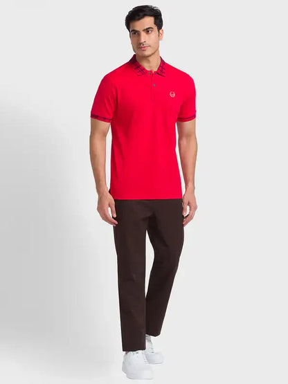 Men Red Regular Fit Solid Cotton Half Sleeve T-Shirt