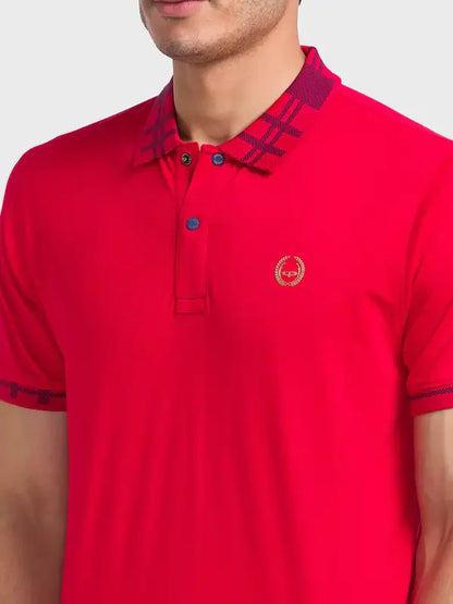 Men Red Regular Fit Solid Cotton Half Sleeve T-Shirt