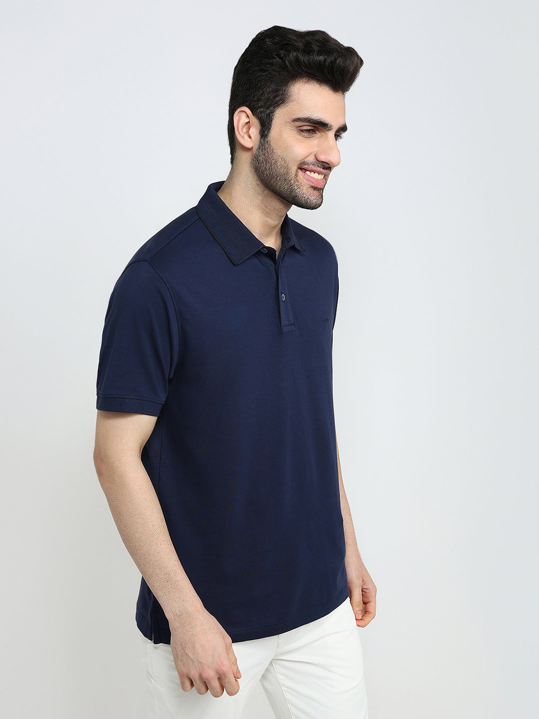 Colorplus Men Blue Printed Regular Fit Cotton Half Sleeve T-Shirt