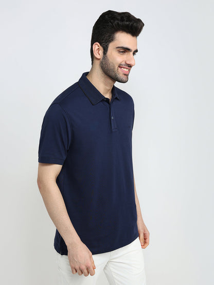 Colorplus Men Blue Printed Regular Fit Cotton Half Sleeve T-Shirt