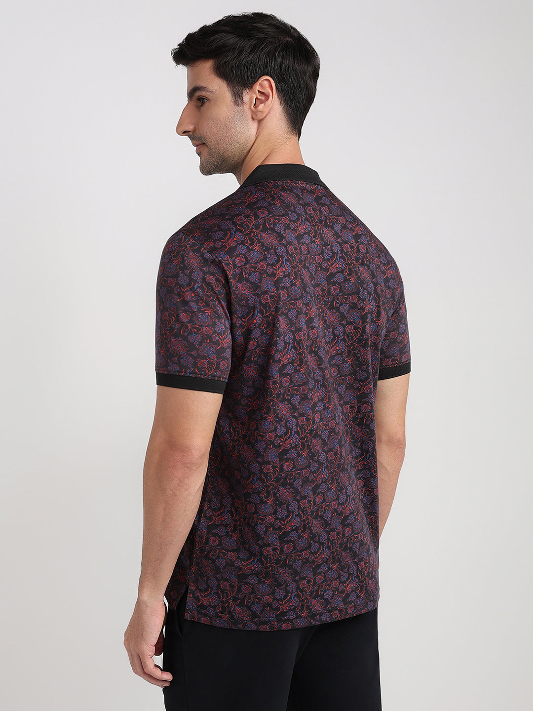 Colorplus Men Black Printed Regular Fit Cotton Half Sleeve T-Shirt