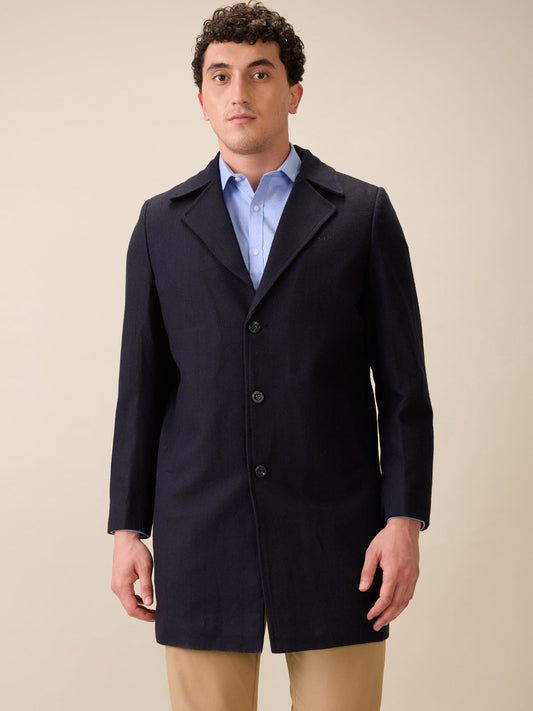Colorplus Men Blue Herringbone Regular Fit Polyester Full Sleeve Jacket
