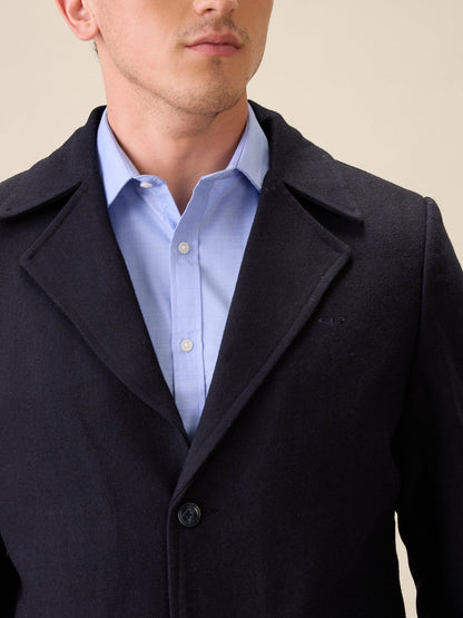 Colorplus Men Blue Herringbone Regular Fit Polyester Full Sleeve Jacket