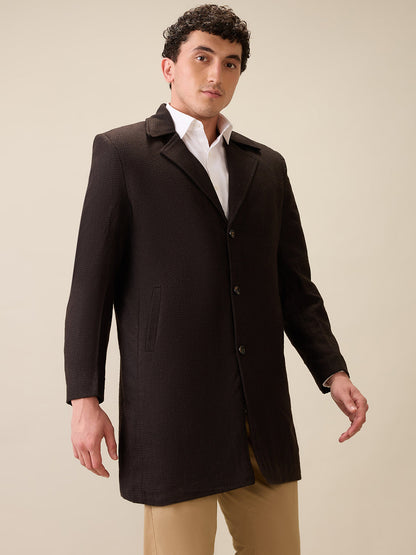 Colorplus Men Brown Solid Regular Fit Wool Blend Full Sleeve Jacket