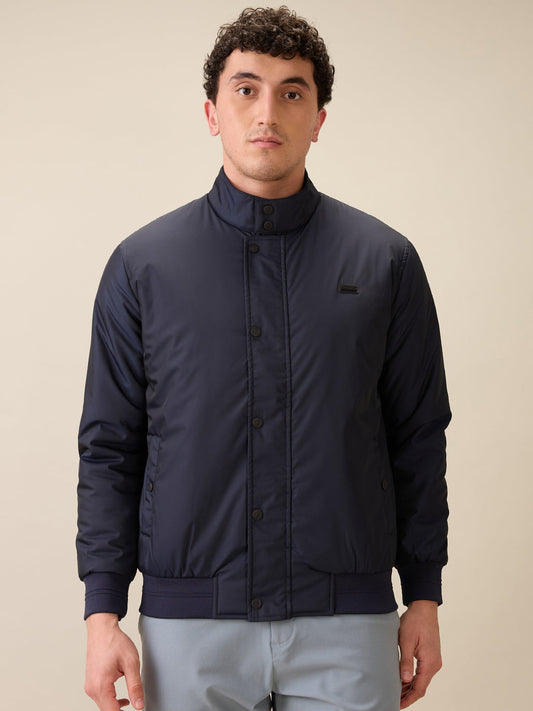 Colorplus Men Blue Solid Regular Fit Polyester Full Sleeve Jacket