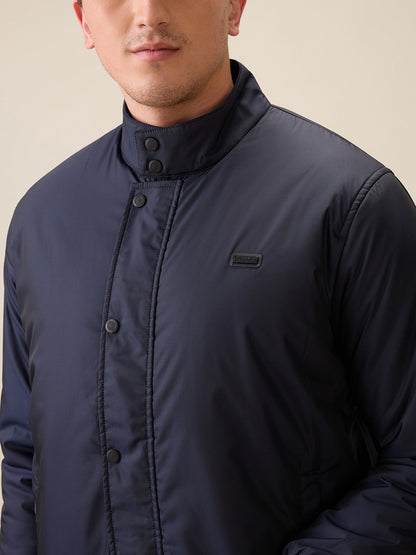 Colorplus Men Blue Solid Regular Fit Polyester Full Sleeve Jacket