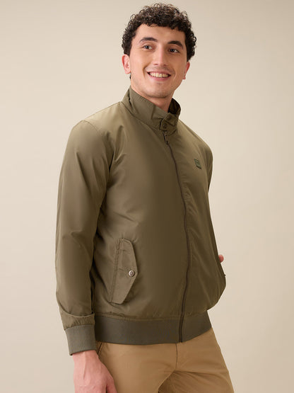 Colorplus Men Green Solid Regular Fit Polyester Full Sleeve Jacket