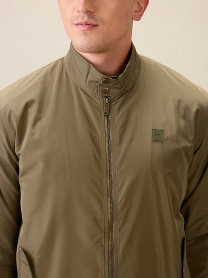 Colorplus Men Green Solid Regular Fit Polyester Full Sleeve Jacket