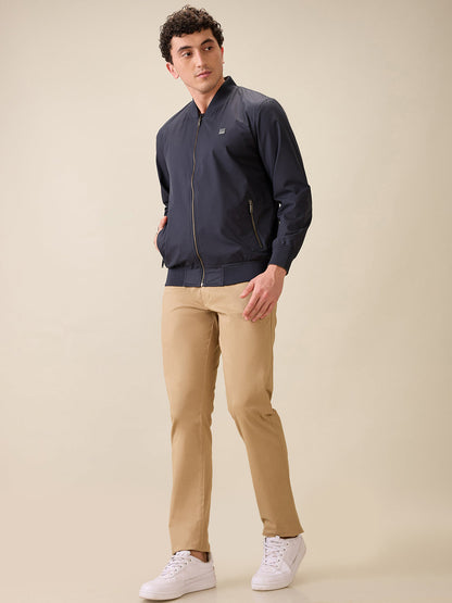 Colorplus Men Blue Solid Regular Fit Polyester Full Sleeve Jacket